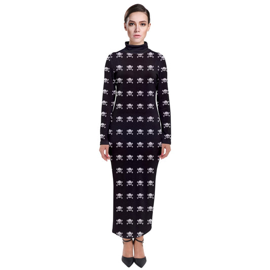 Simple Skulls Turtleneck Maxi Dress