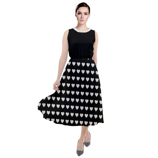 Polka Hearts Round Neck Boho Dress