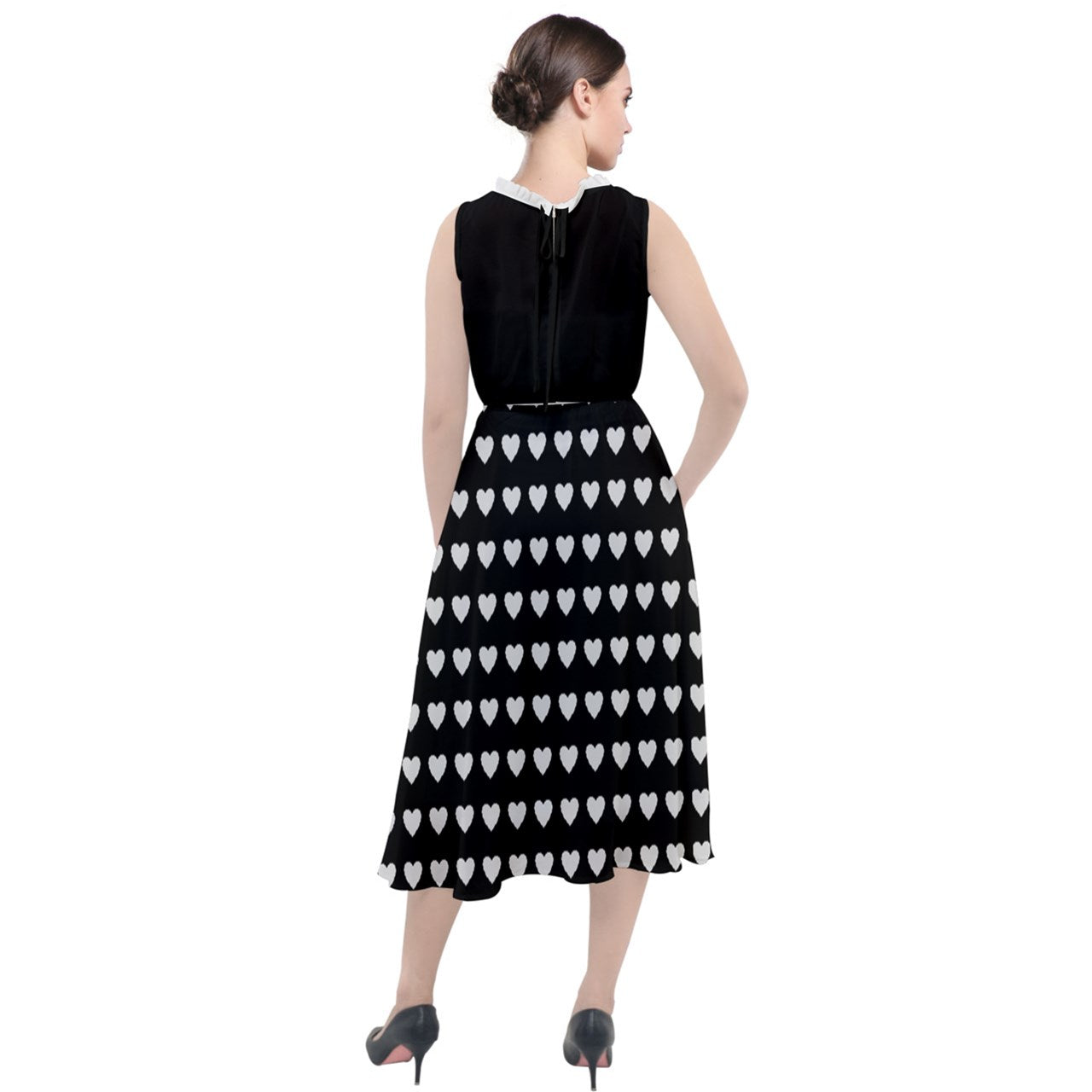 Polka Hearts Round Neck Boho Dress