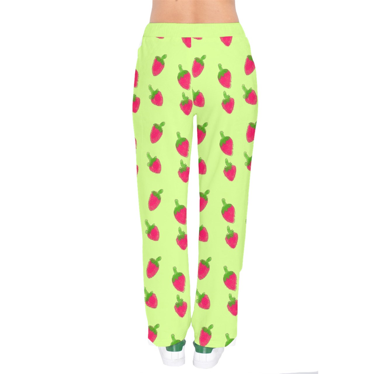 Watercolor Strawberries velvet Drawstring Pants