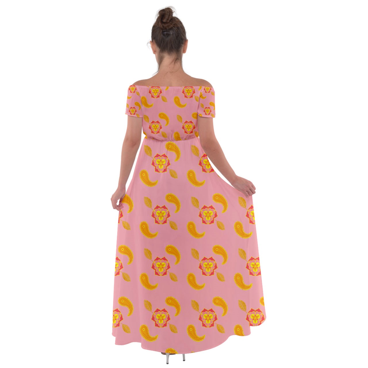 Rose Gold Paisley Open Front Chiffon Dress