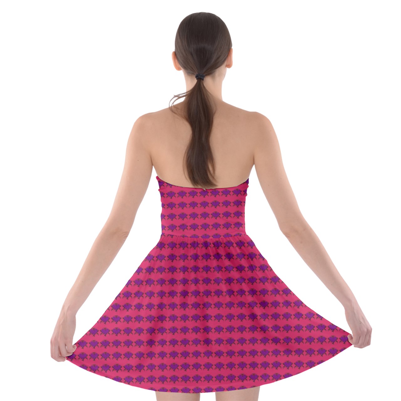 Fuchia Lace Tile Strapless Bra Top Dress