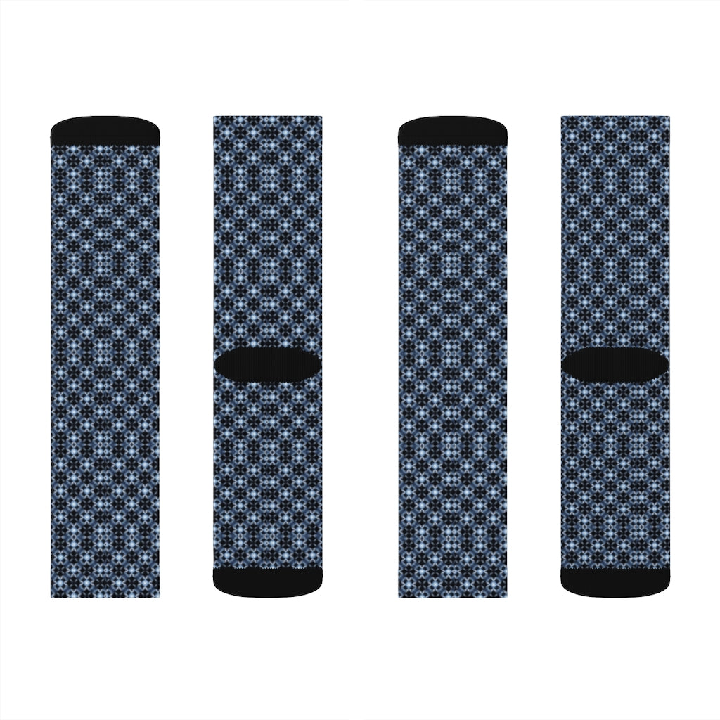 Blue Eyelet Patterned Sublimation Socks