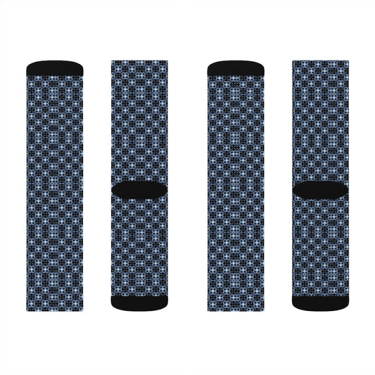 Blue Eyelet Patterned Sublimation Socks