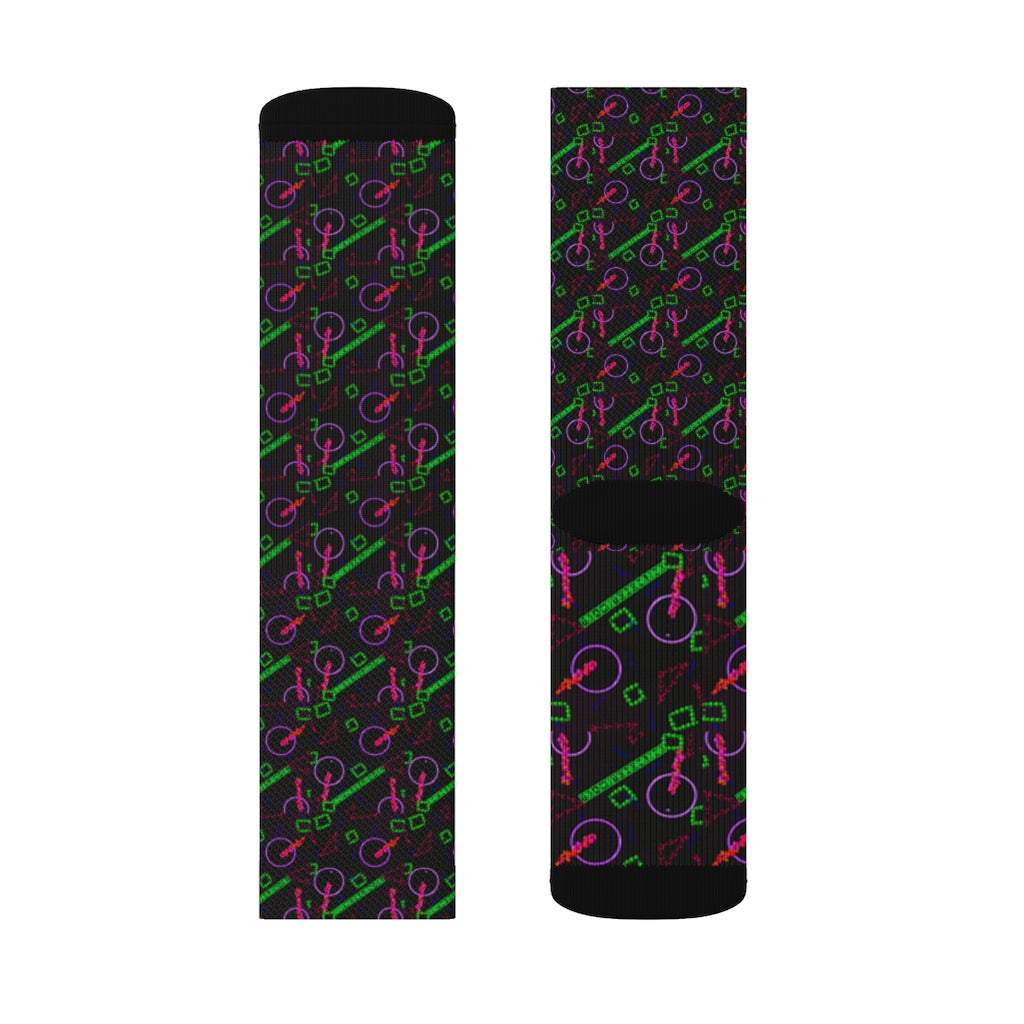 Purple Vector Shapes Sublimation Socks