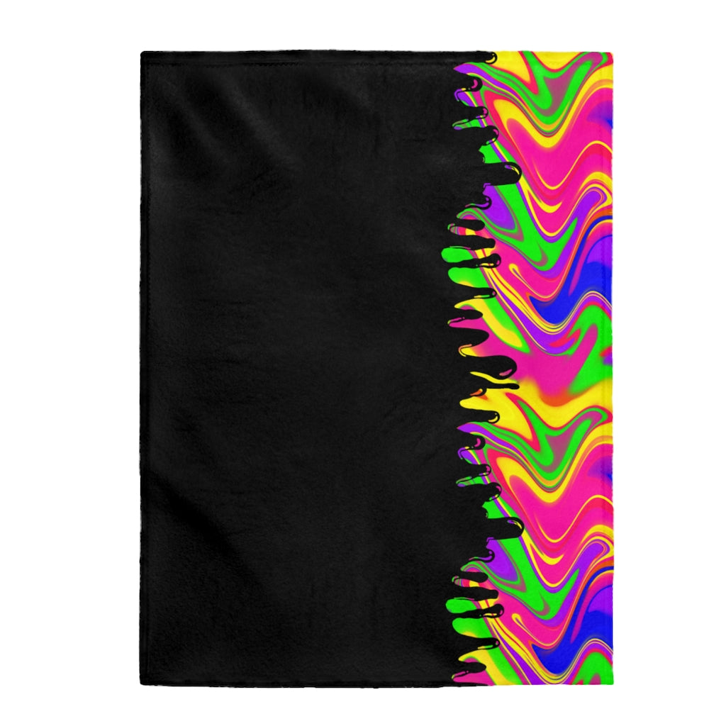 neon rainbow drippy Velveteen Plush Blanket