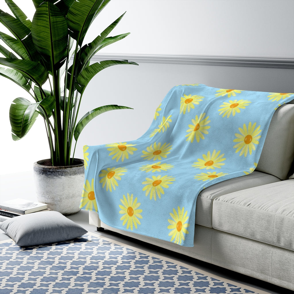 Sky sunshine flower Velveteen Plush Blanket