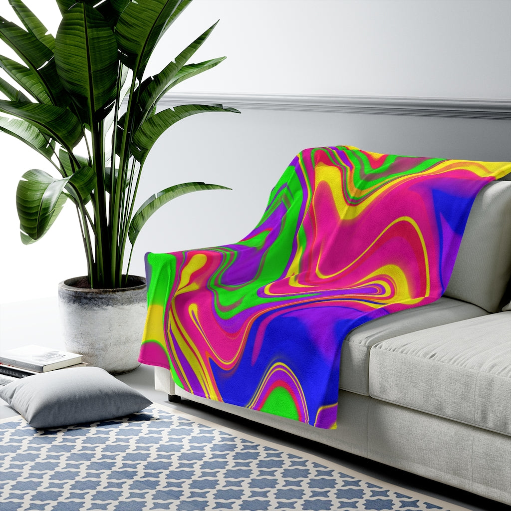 neon rainbow Velveteen Plush Blanket