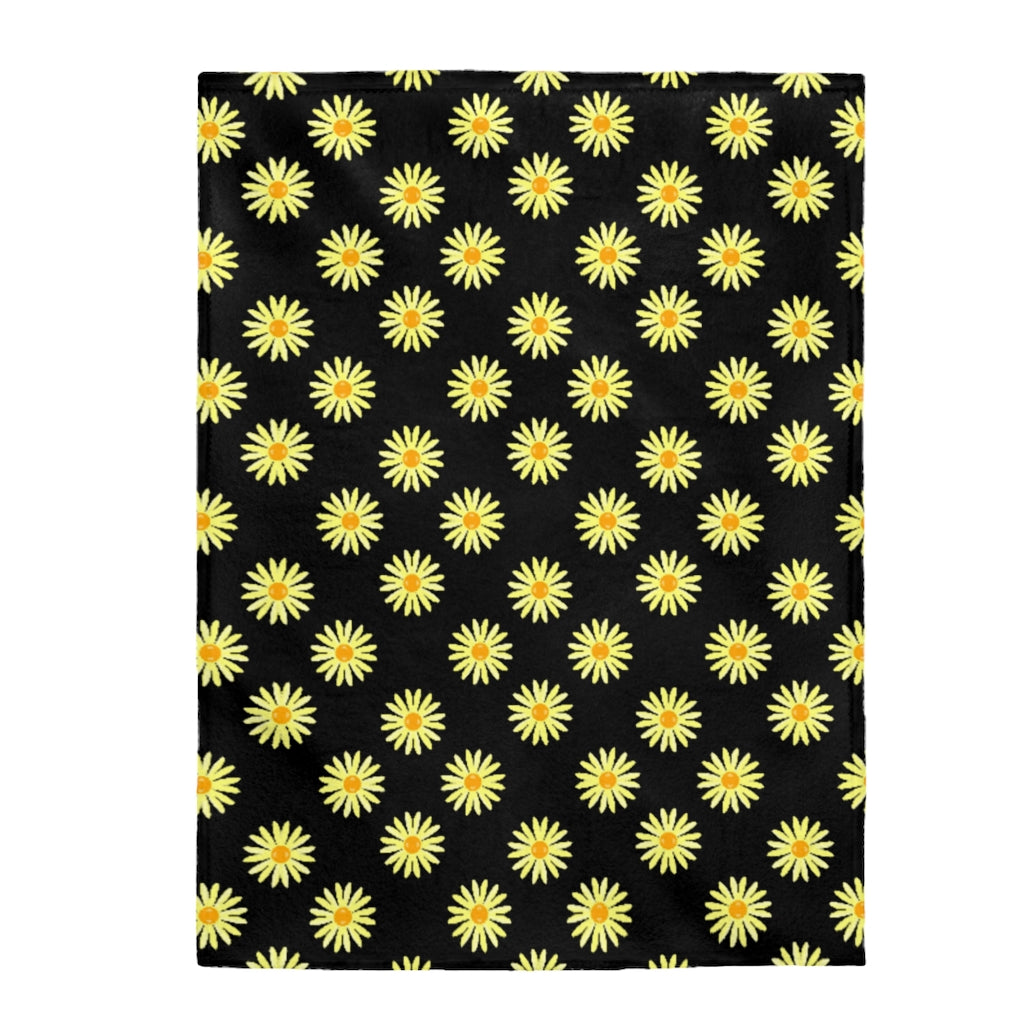 black sunshine flower Velveteen Plush Blanket