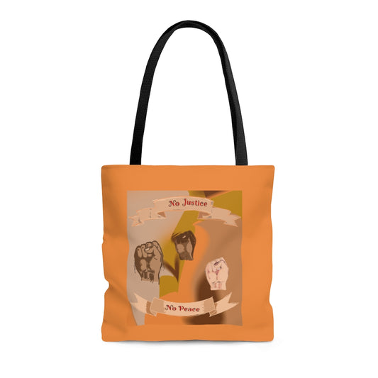 No Justice No Peace Black Lined Tote Bag