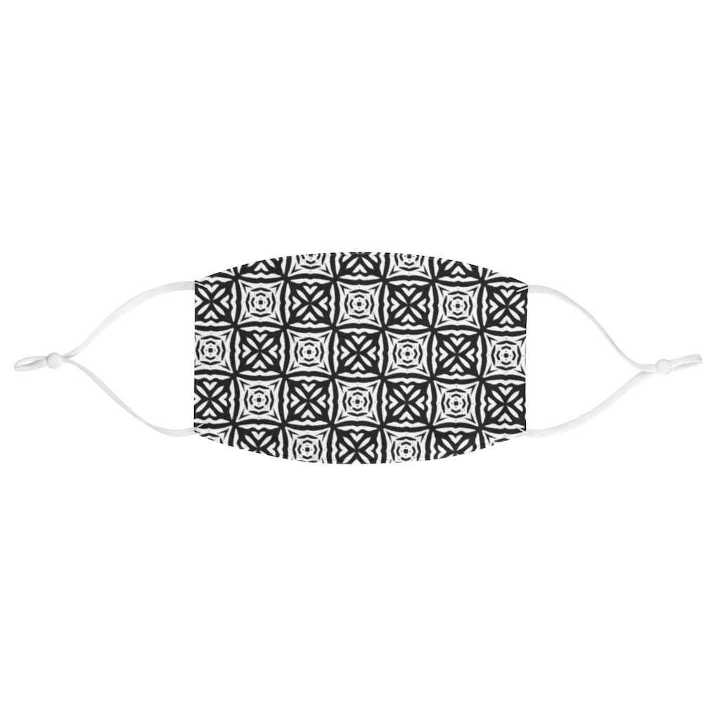 Black White Eyelet floral Fabric Face Mask