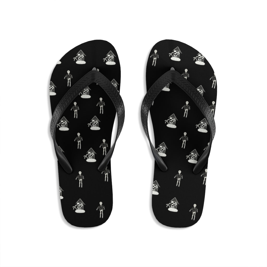 hawaiian skeleton Flip-Flops