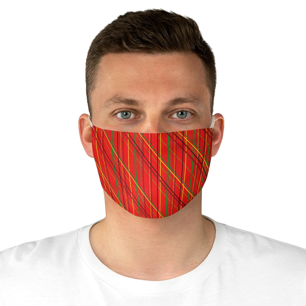 Red Plaid Fabric Face Mask