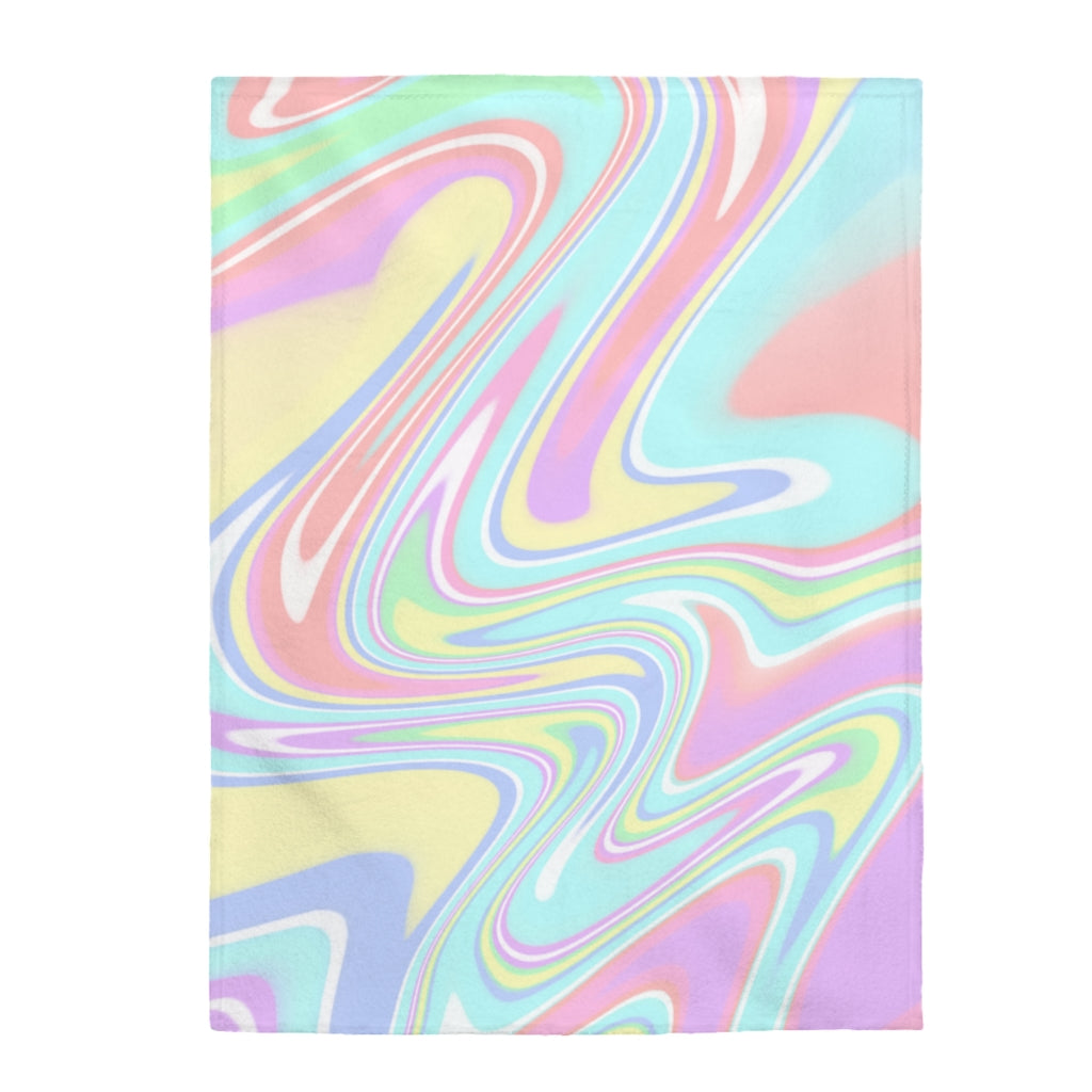 pastel rainbow Velveteen Plush Blanket