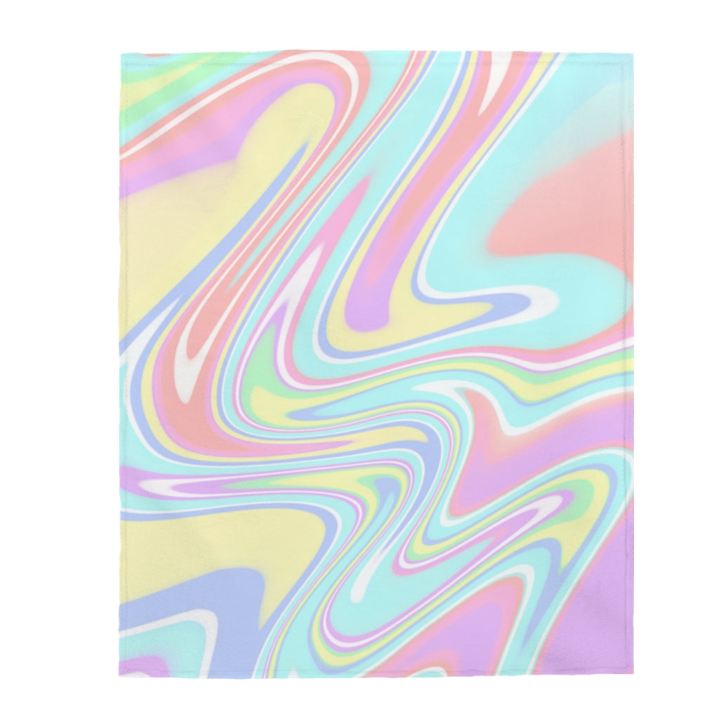 pastel rainbow Velveteen Plush Blanket