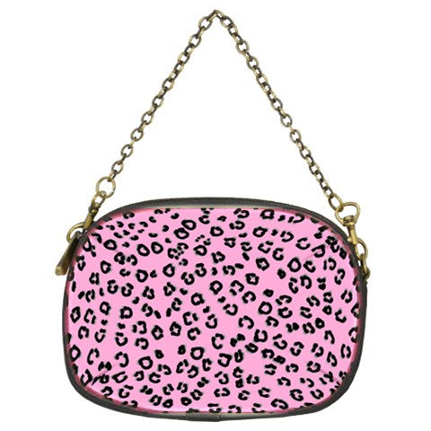 pink cheetah Chain Purse