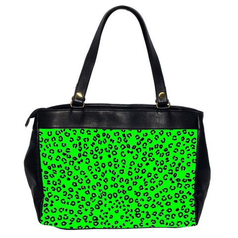 neon green cheetah Oversize Office Handbag (2 Sides)