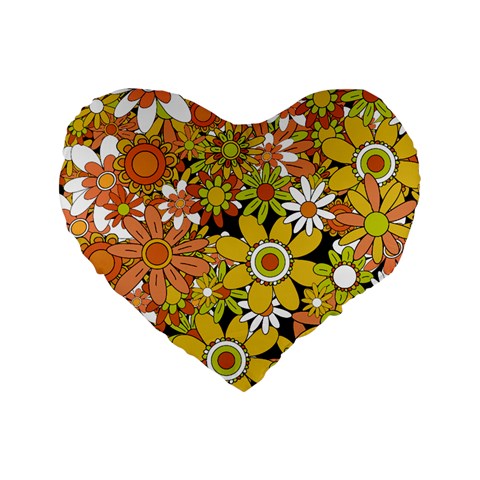 Classic Boho Flowers Standard 16" Premium Flano Heart Shape Cushion