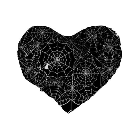 Black Web 16" Premium Flano Heart Shape Cushion