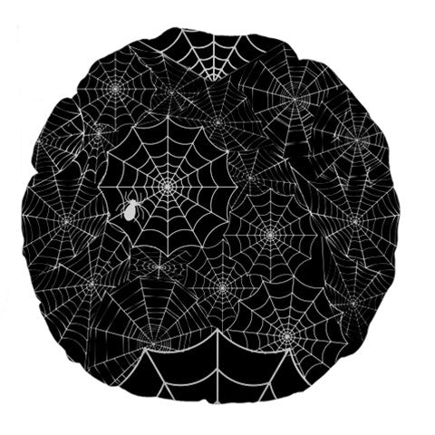Black Web Large 18" Premium Flano Round Cushion