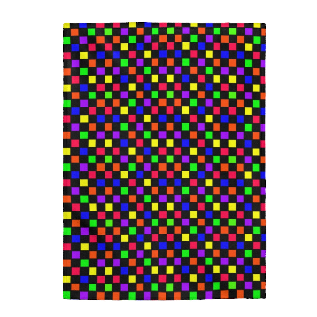 rainbow checker Velveteen Plush Blanket
