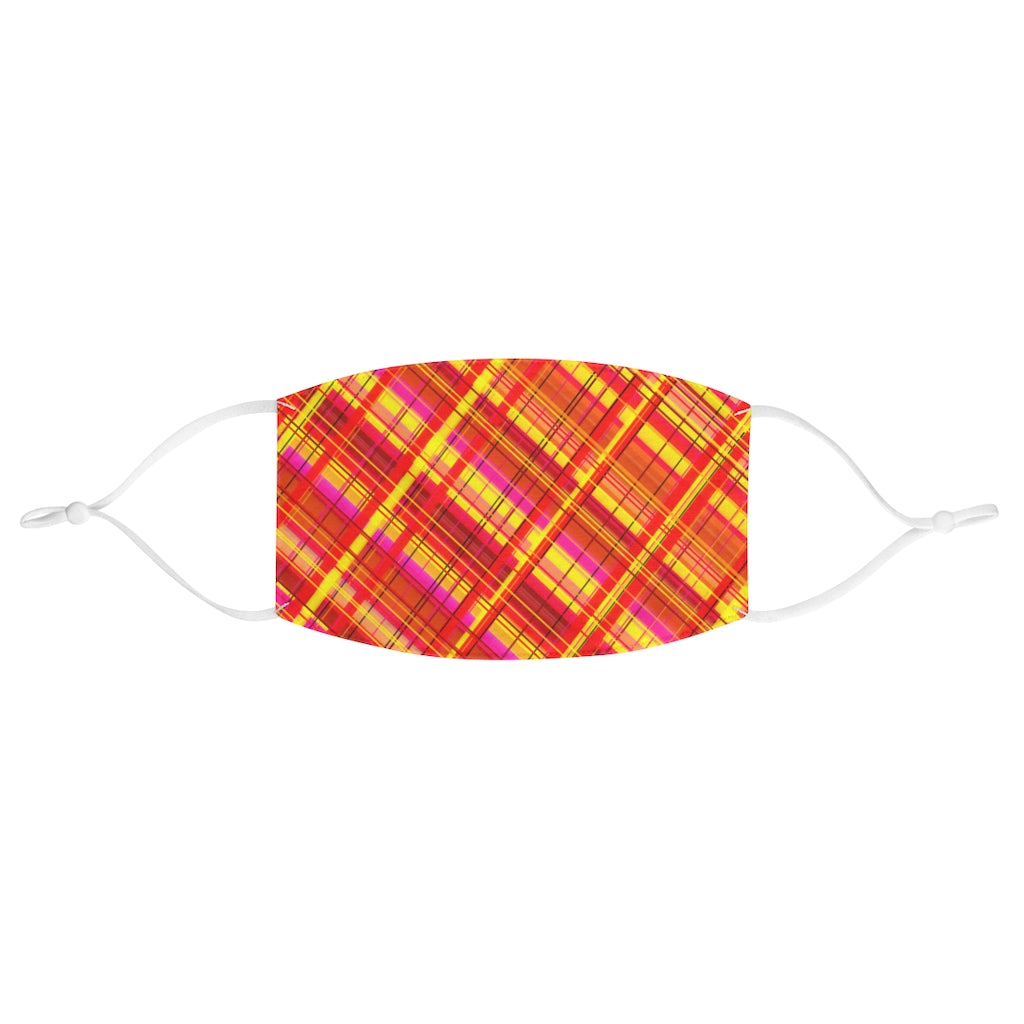 Orange Plaid Fabric Face Mask