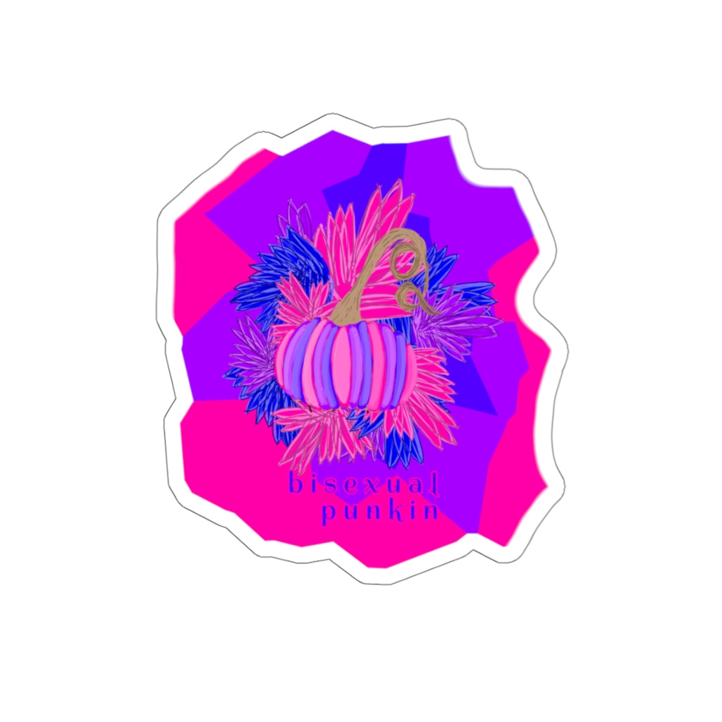 bisexual flag pumpkin Kiss-Cut Stickers