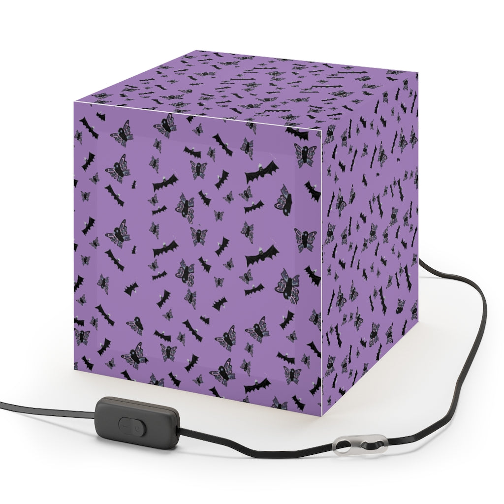 Butterflies and Bats purple cube Lamp