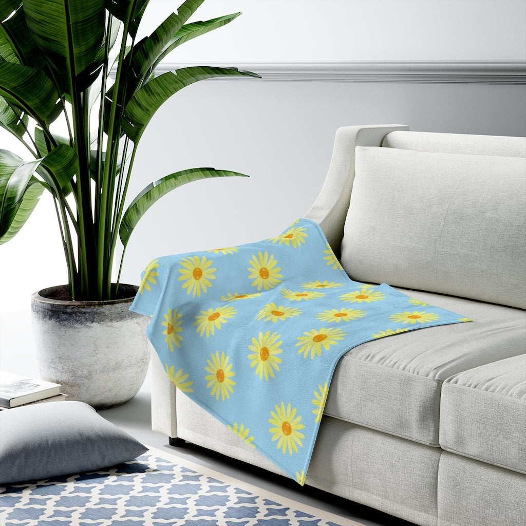 Sky sunshine flower Velveteen Plush Blanket