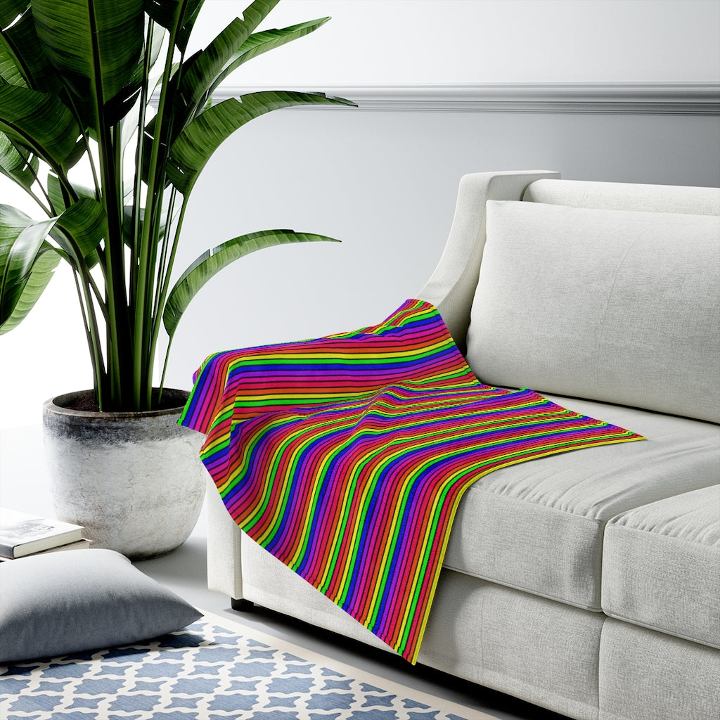 rainbow stripes Velveteen Plush Blanket