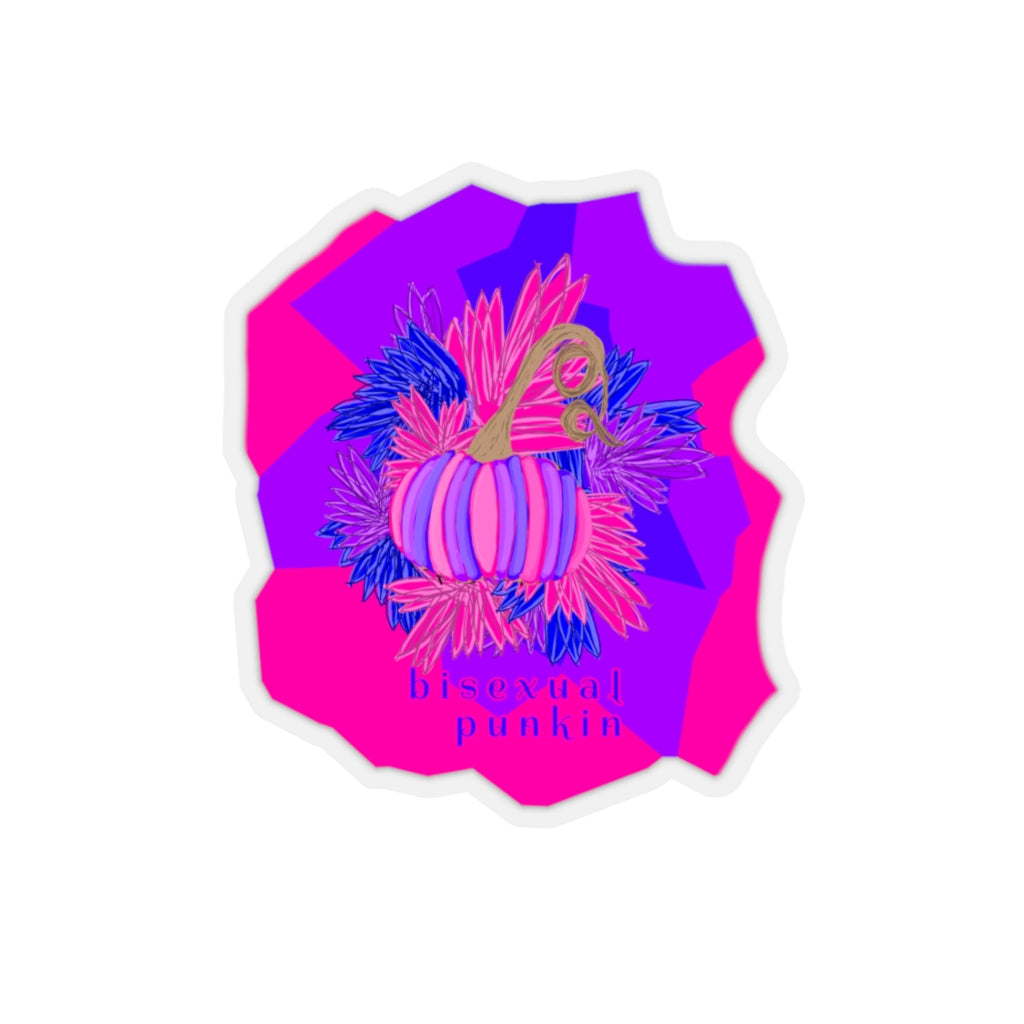bisexual flag pumpkin Kiss-Cut Stickers