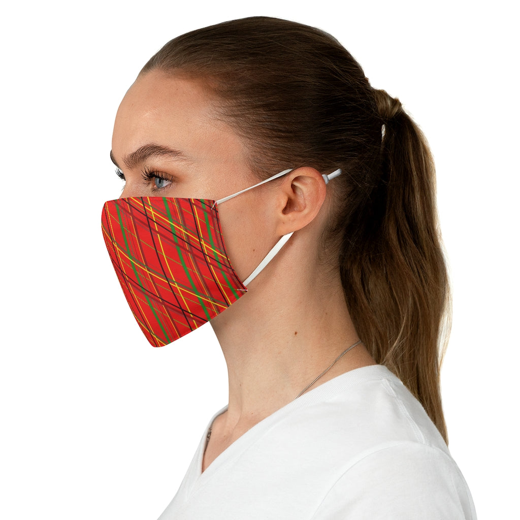 Red Plaid Fabric Face Mask