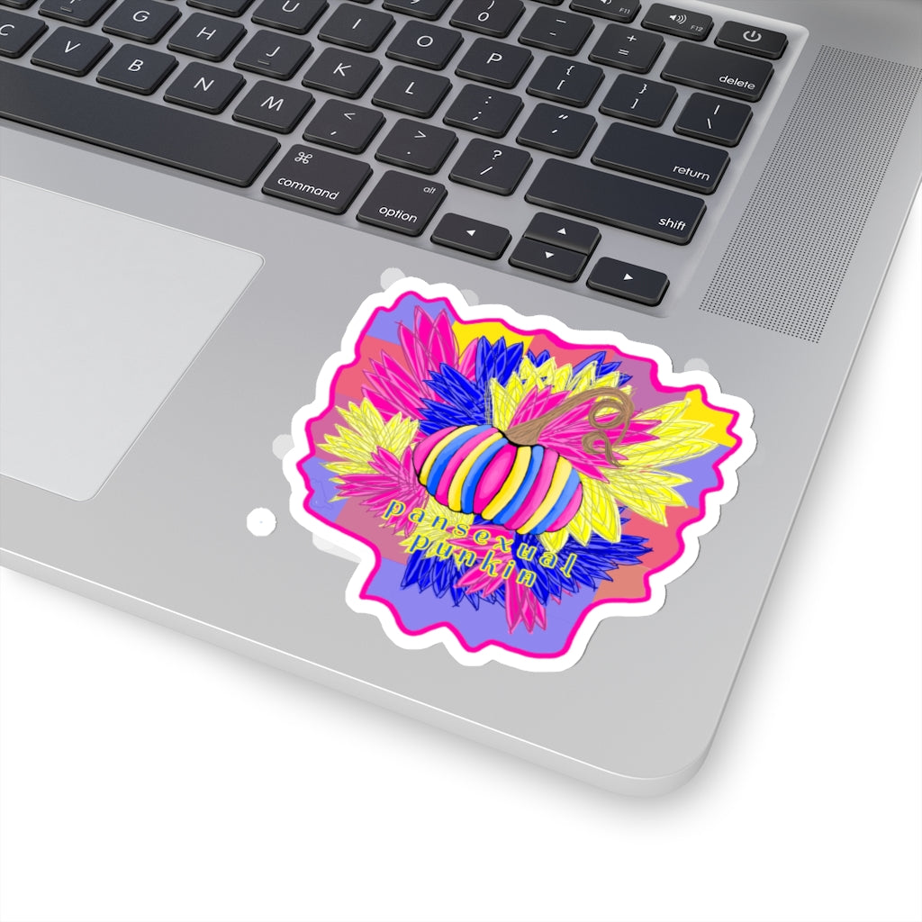 pansexual flag pumpkin Kiss-Cut Stickers
