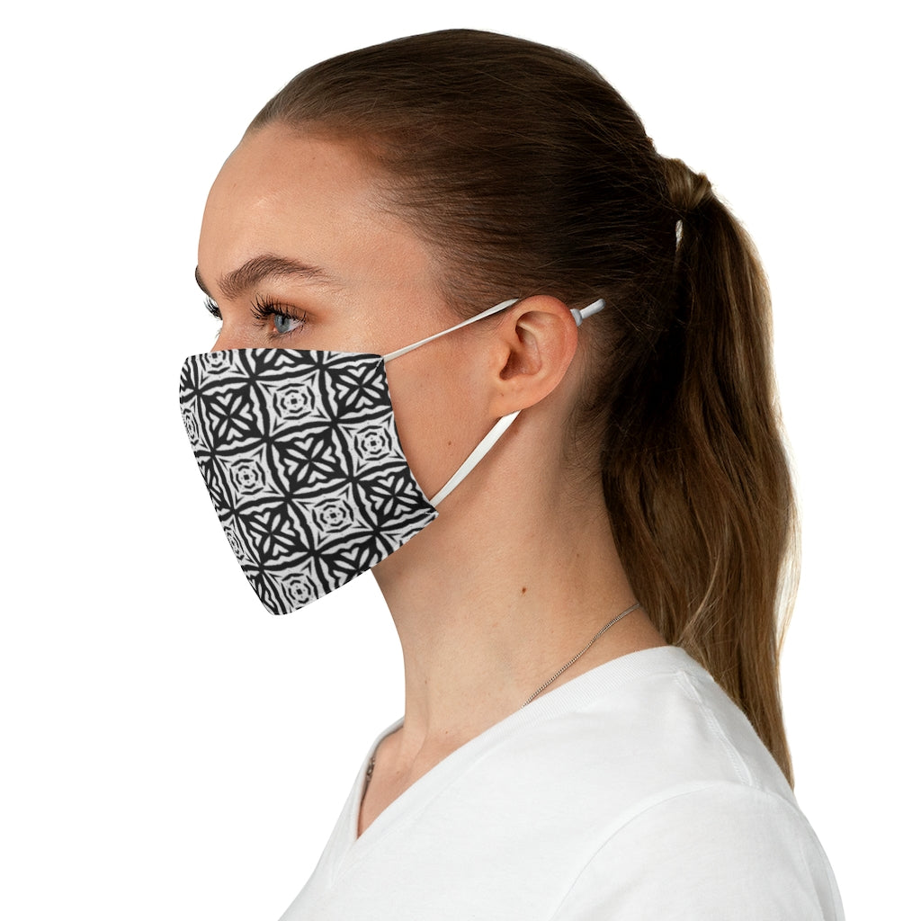 Black White Eyelet floral Fabric Face Mask