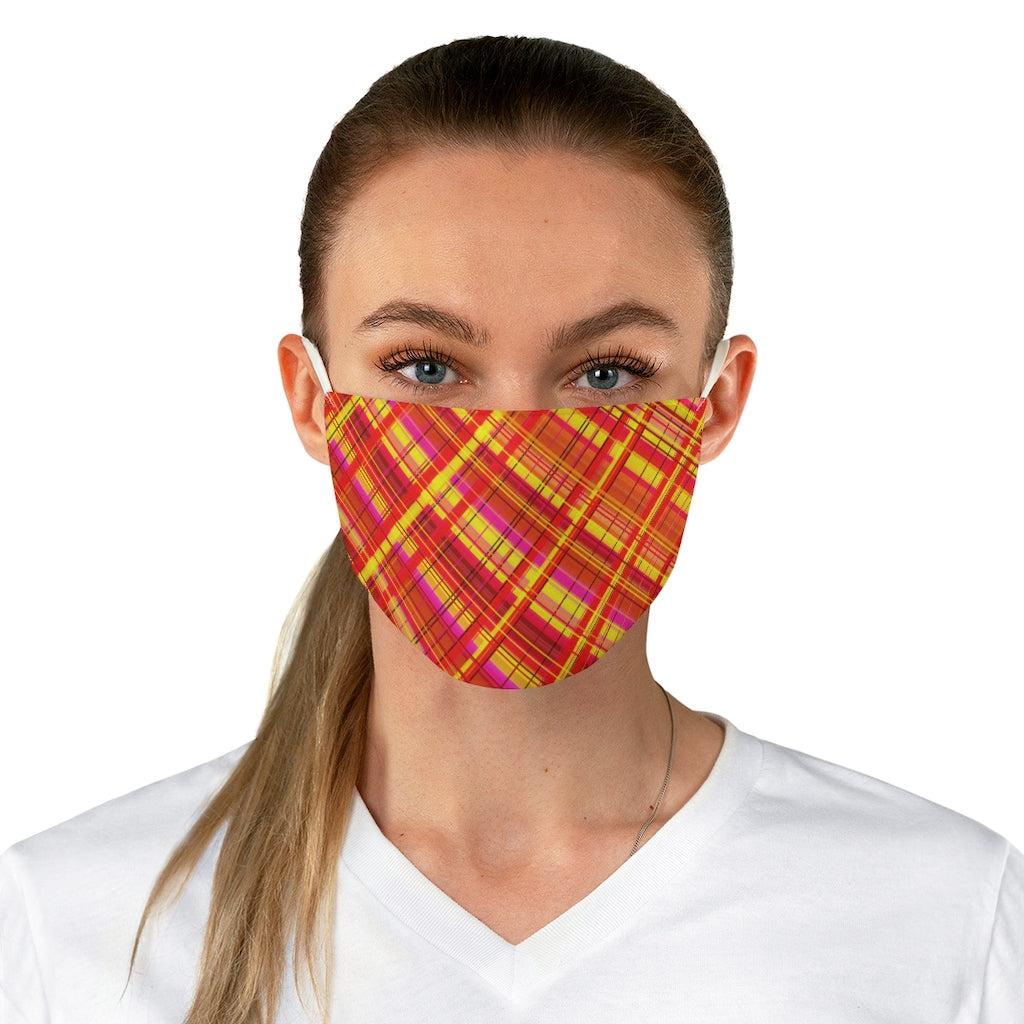 Orange Plaid Fabric Face Mask