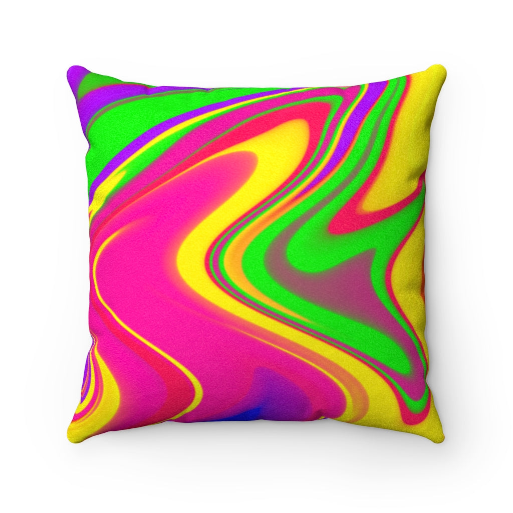 neon rainbow Faux Suede Square Pillow