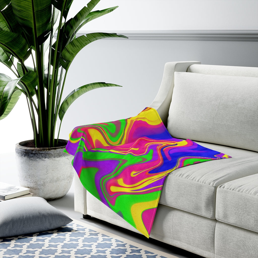 neon rainbow Velveteen Plush Blanket