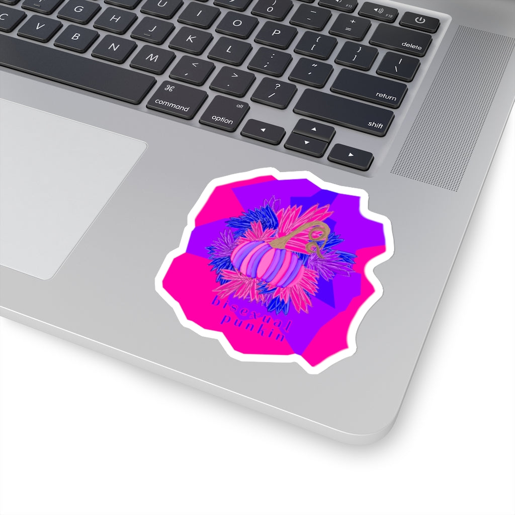 bisexual flag pumpkin Kiss-Cut Stickers
