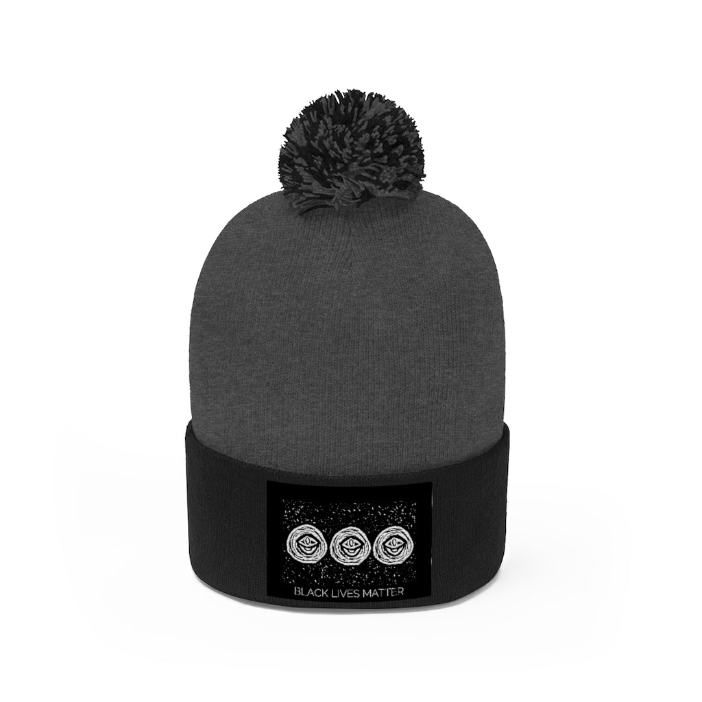 Black Lives Matter - all seeing eye - Black Pom Pom Beanie