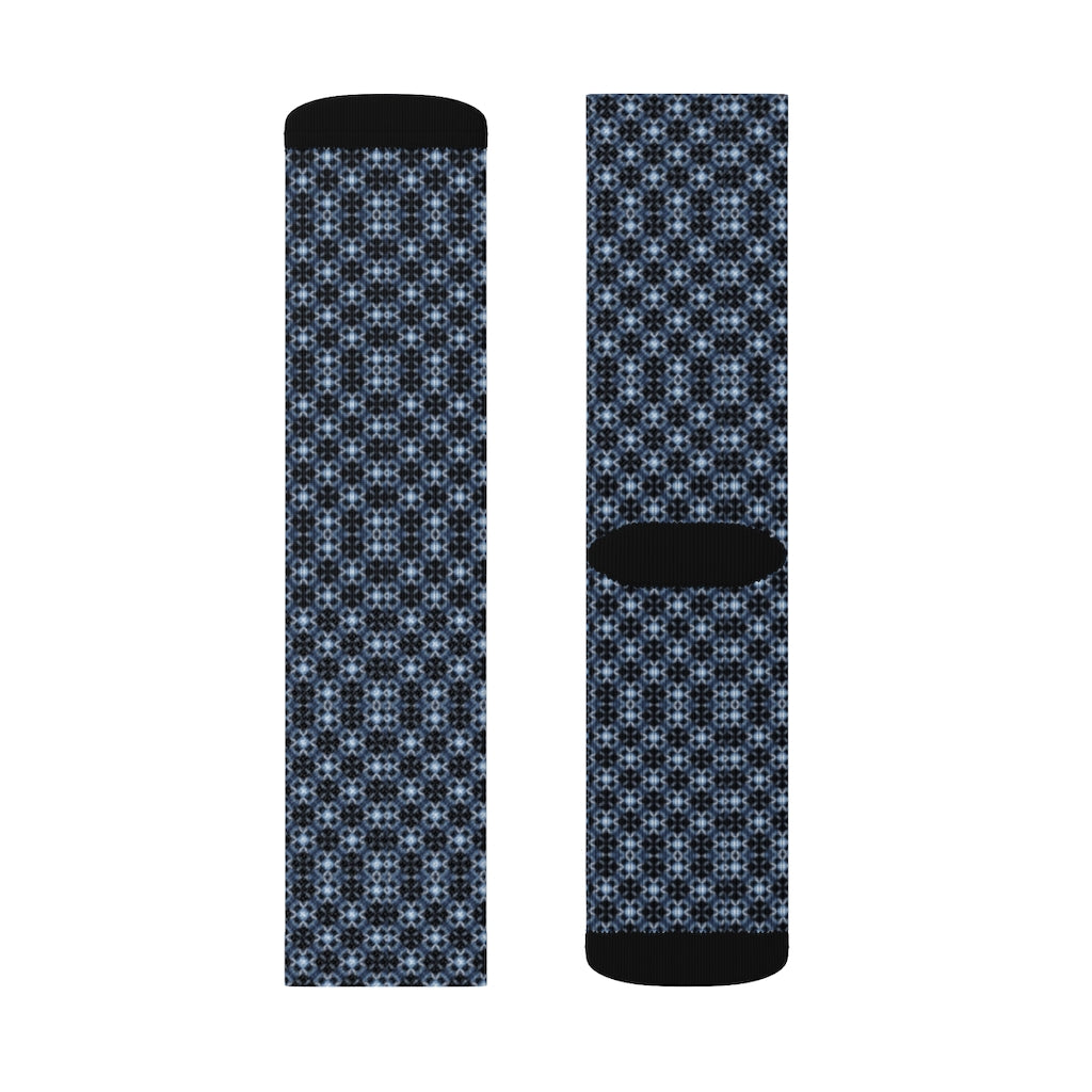 Blue Eyelet Patterned Sublimation Socks