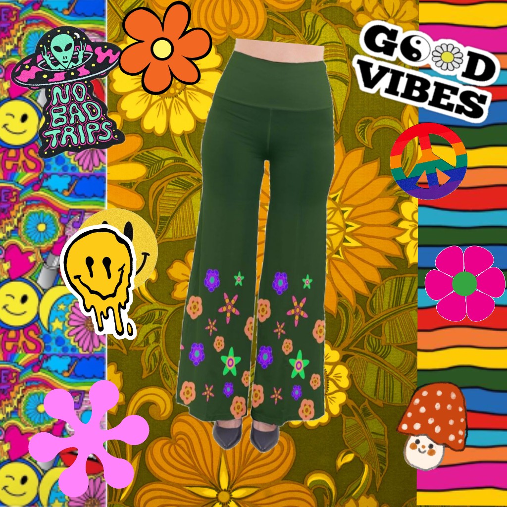 Green Indigo Flower So Vintage Palazzo Pants
