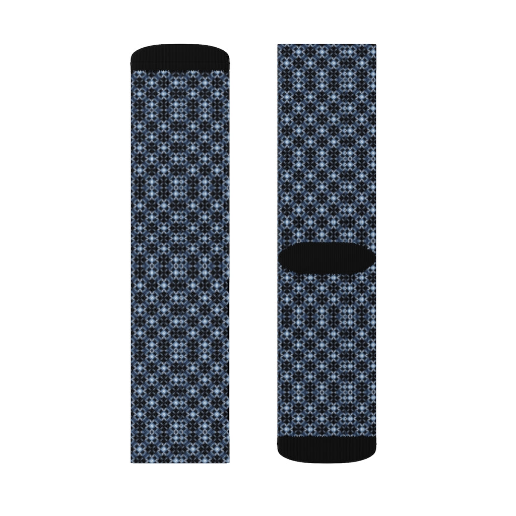 Blue Eyelet Patterned Sublimation Socks