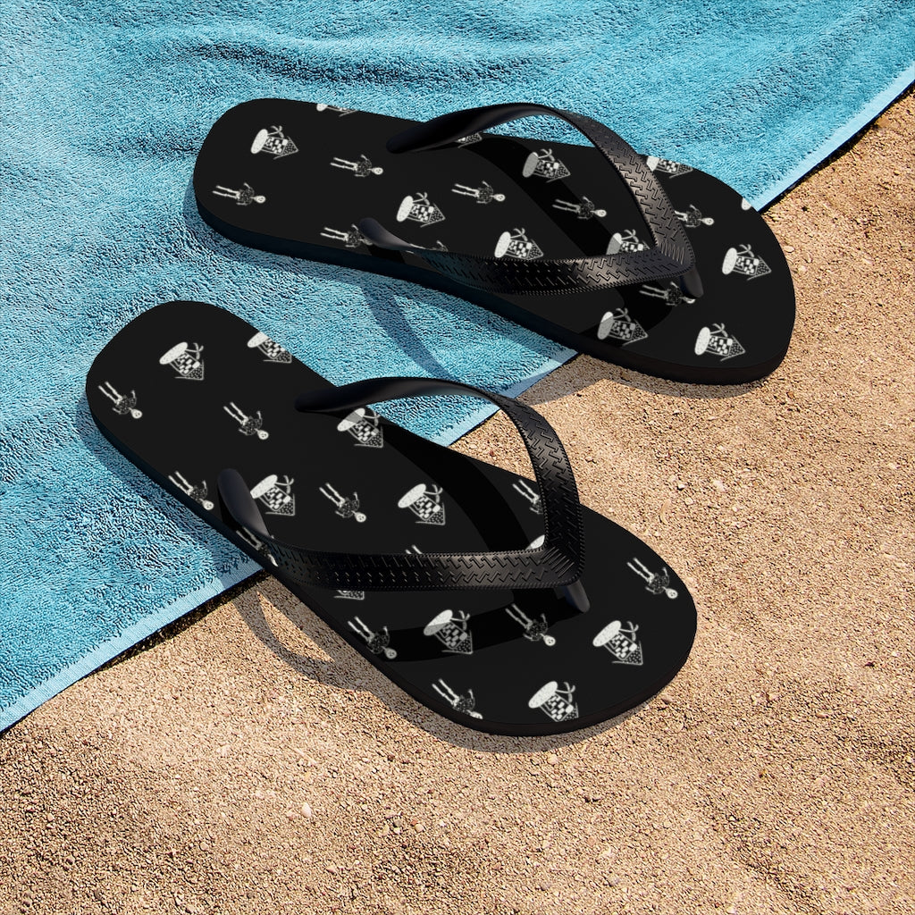hawaiian skeleton Flip-Flops