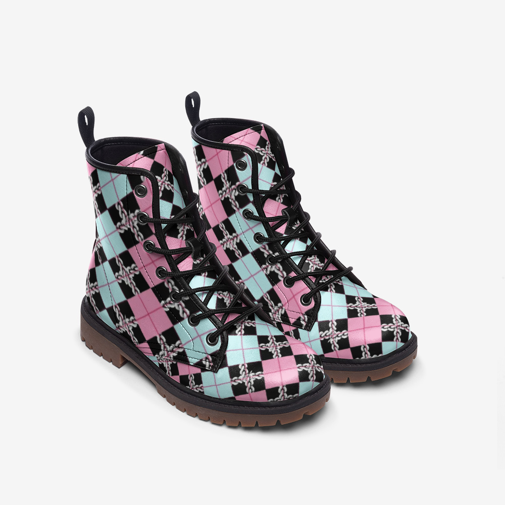 Trans Flag Argyle Leather Lightweight boots MT