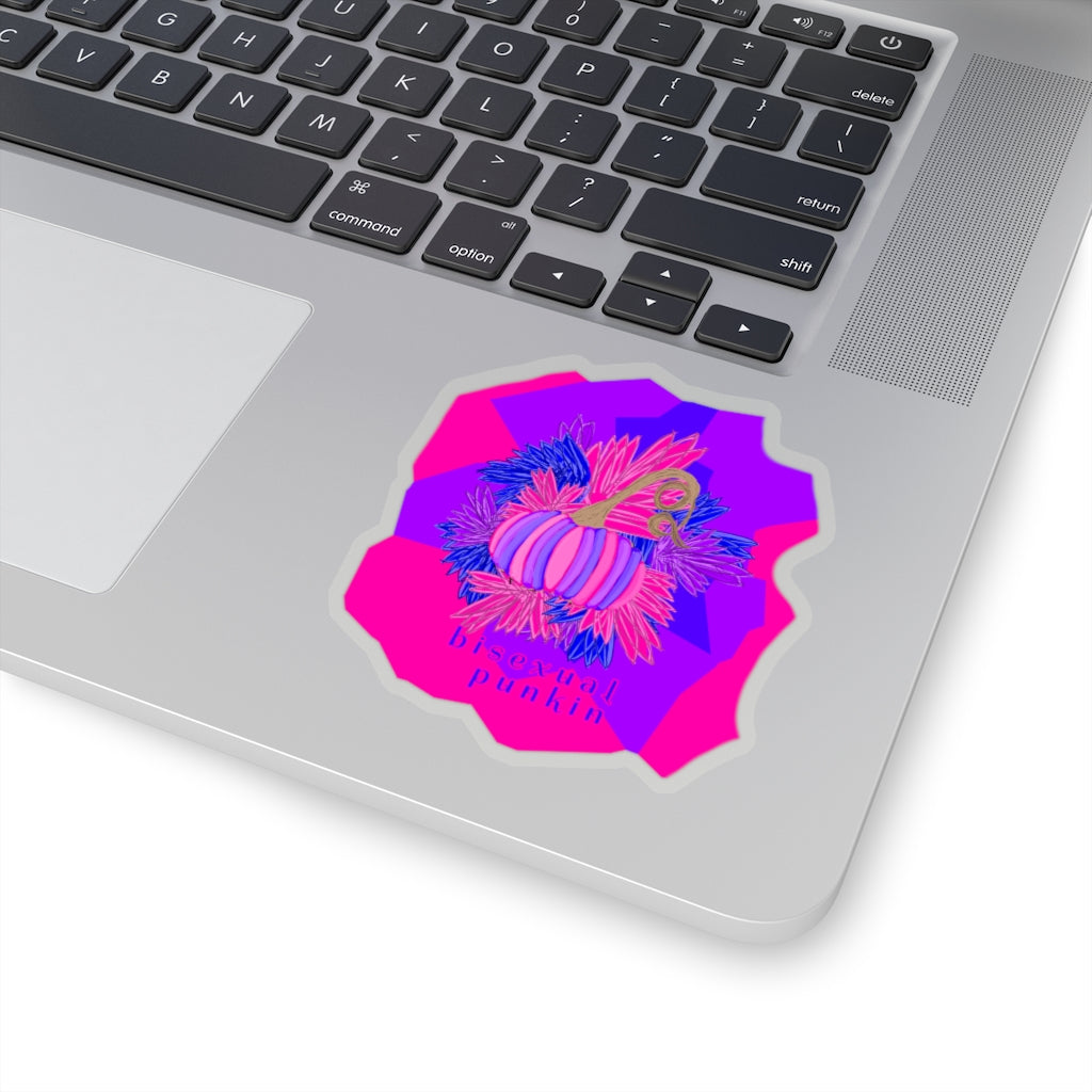 bisexual flag pumpkin Kiss-Cut Stickers
