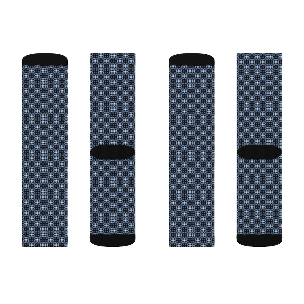 Blue Eyelet Patterned Sublimation Socks