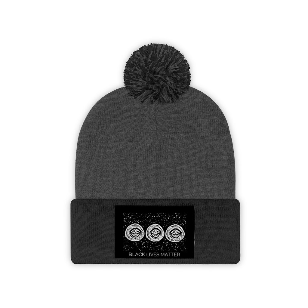 Black Lives Matter - all seeing eye - Black Pom Pom Beanie