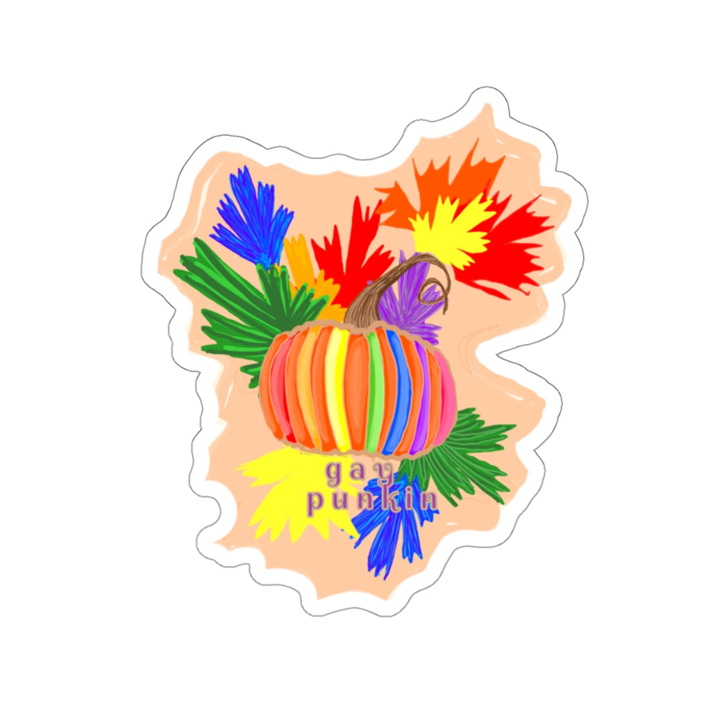 gay flag pumpkin Kiss-Cut Stickers