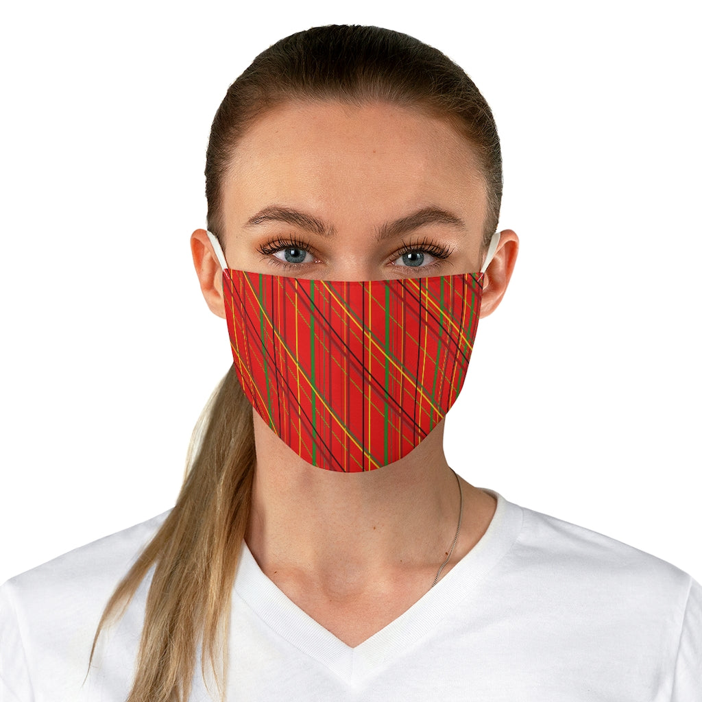Red Plaid Fabric Face Mask