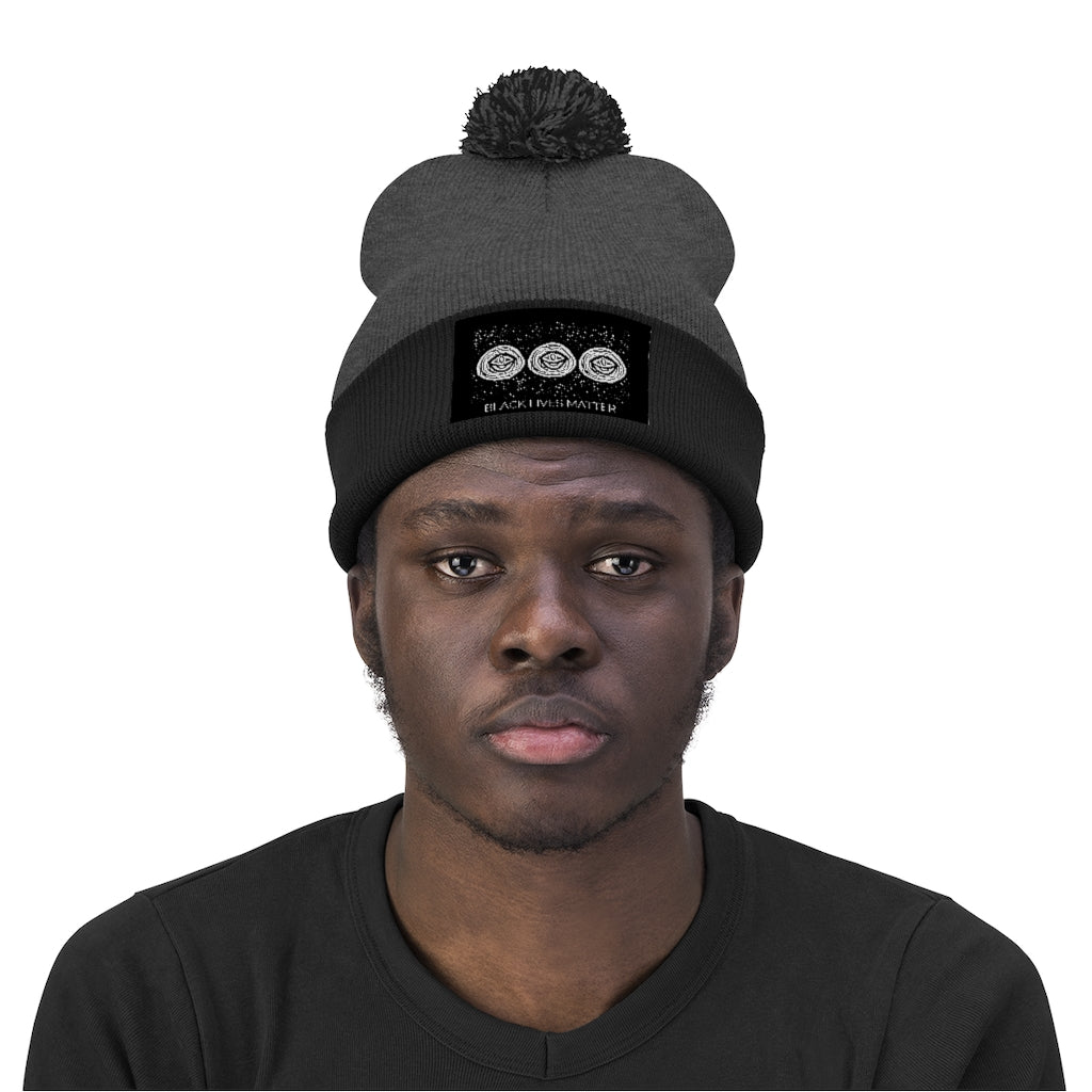 Black Lives Matter - all seeing eye - Black Pom Pom Beanie